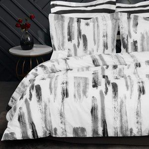 NTBAY 3-Pcs Microfiber Queen Ink Duvet Cover Set